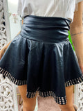 Short in ecopelle black con borchie