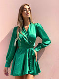 Abito in raso verde smeraldo