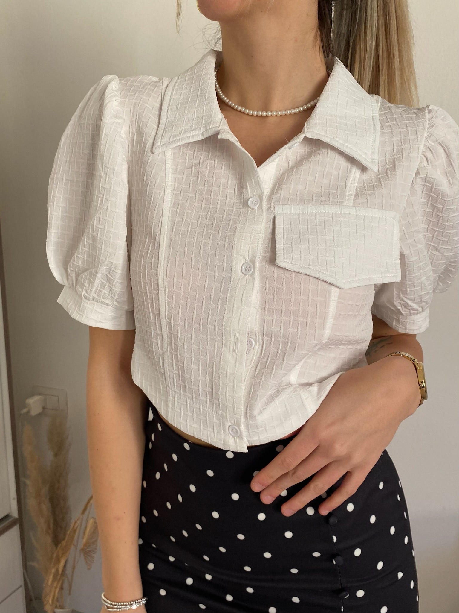 Camicia crop bianco