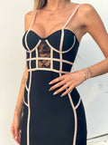 Abito Bustier nero e rosa