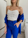 Top in raso bianco arricciato