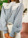 Maglione top quality collo Camicetta celeste