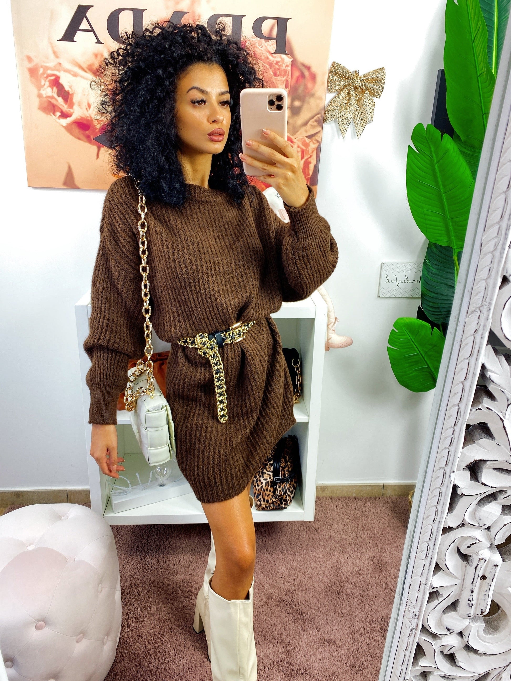 Abito in maglia Marrone