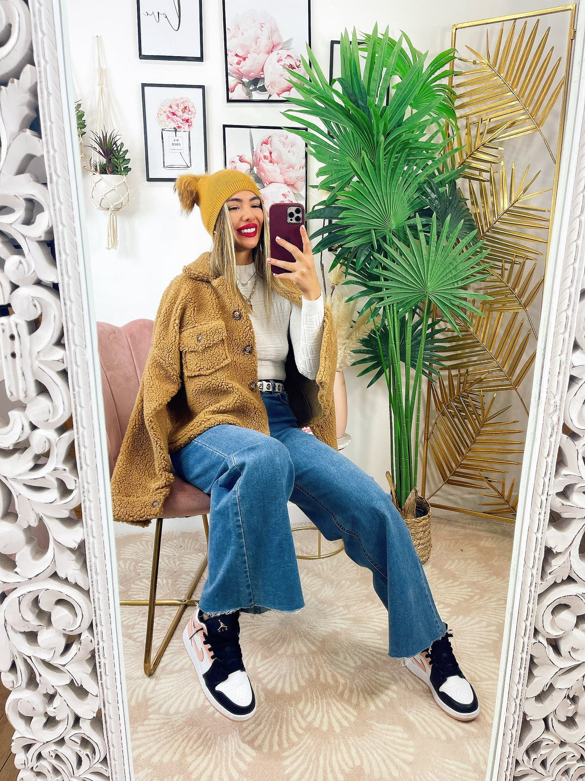 Cappotto corto Teddy camel
