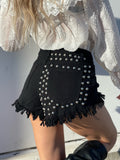 Short nero con borchie