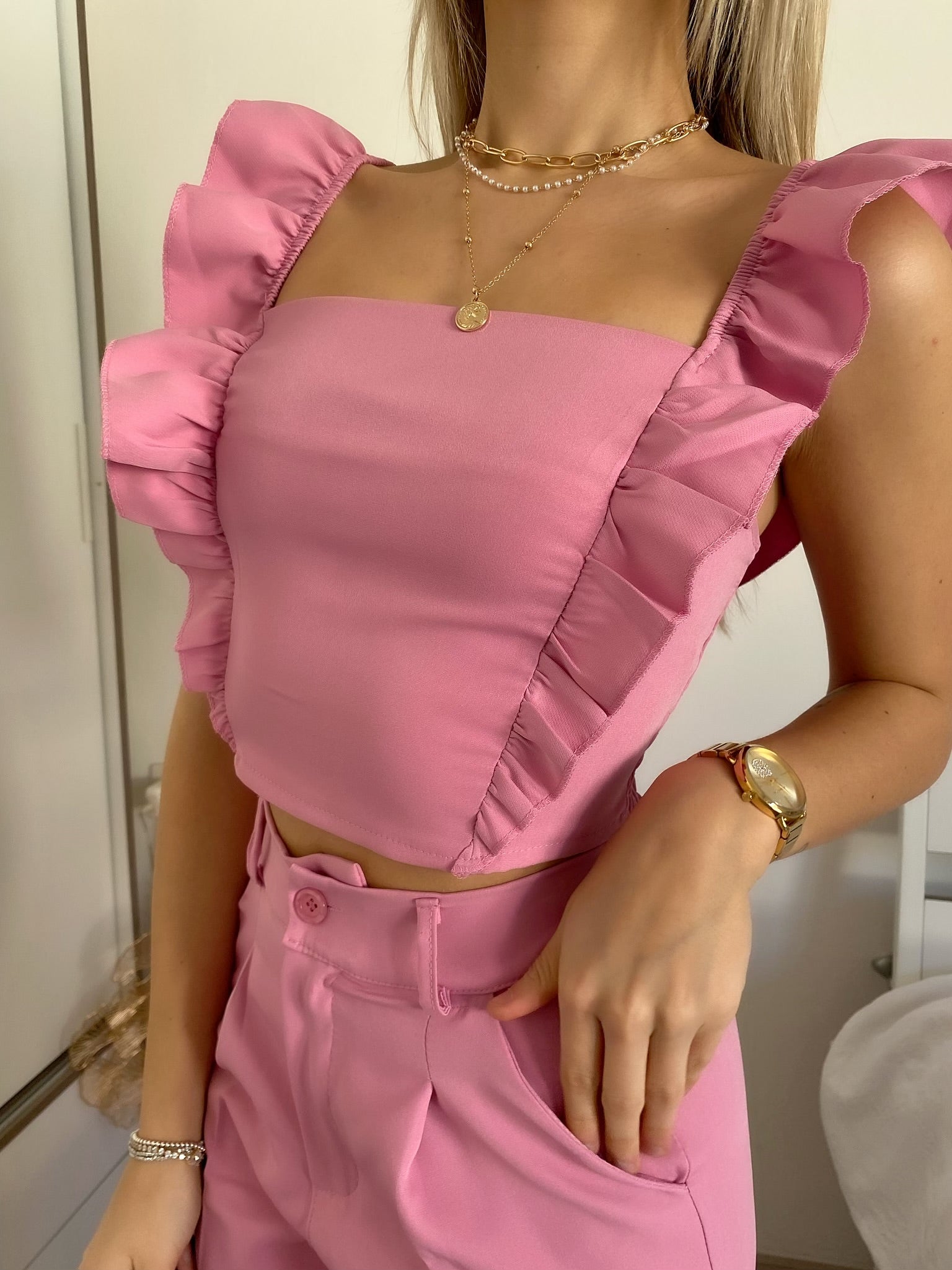 Completo top e pantalone glicine