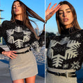 Maglione fiocco di neve nero e argento
