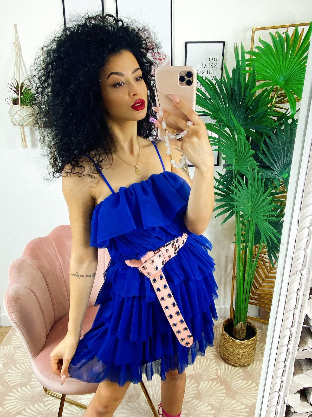 Abito in tulle a balze Venere blu