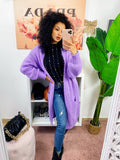 Cardigan lungo morbido lilla