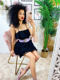 Abito in tulle a balze Venere Nero