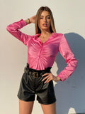 Camicia rosa barbie con arricciatura