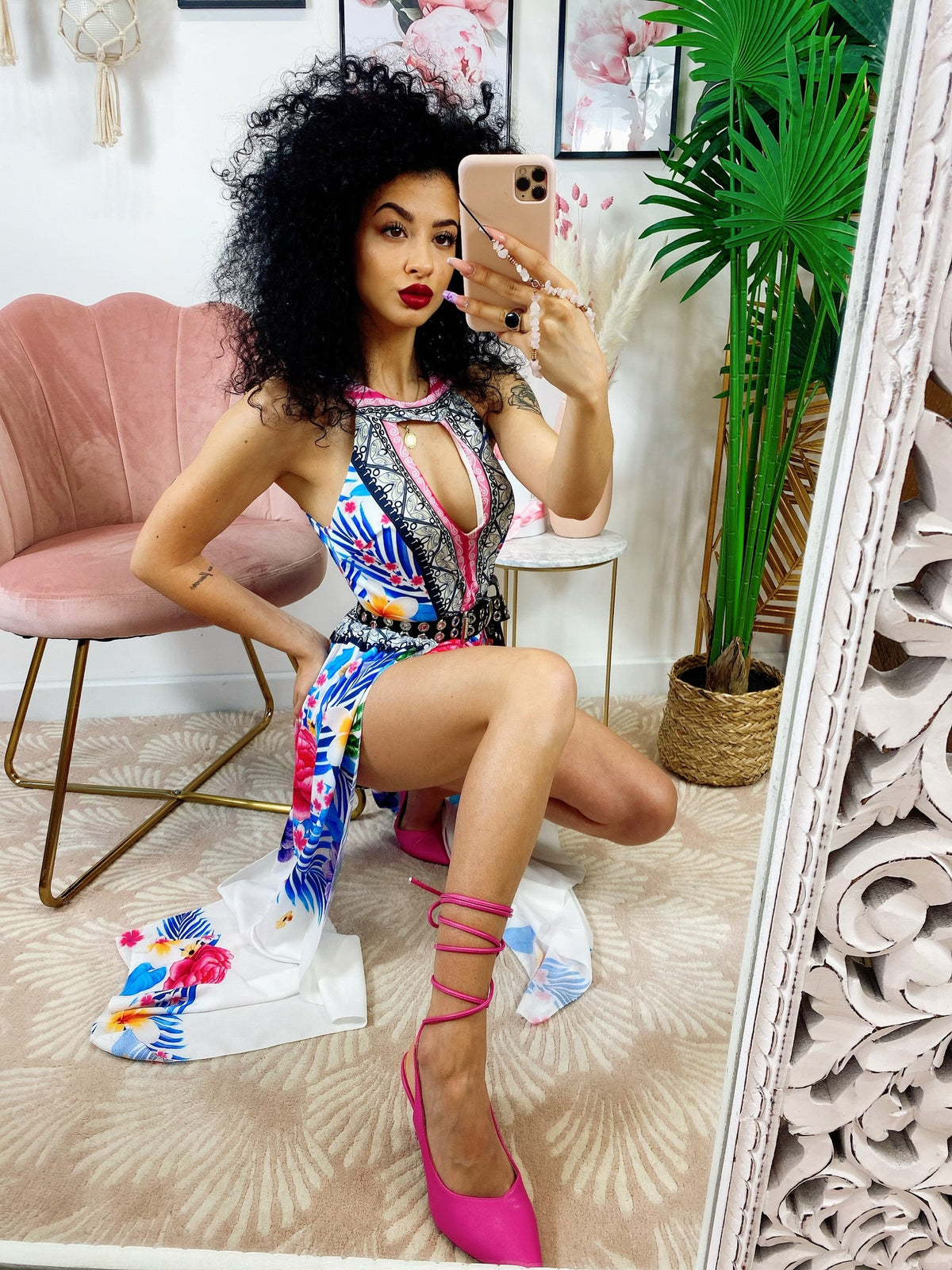 Tutina a fiori con maxi gonna
