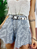 Short in jeans stampa catena