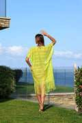 Pareo lime  con frange e pizzo