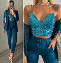 Completo giacca e pantalone Petrolio
