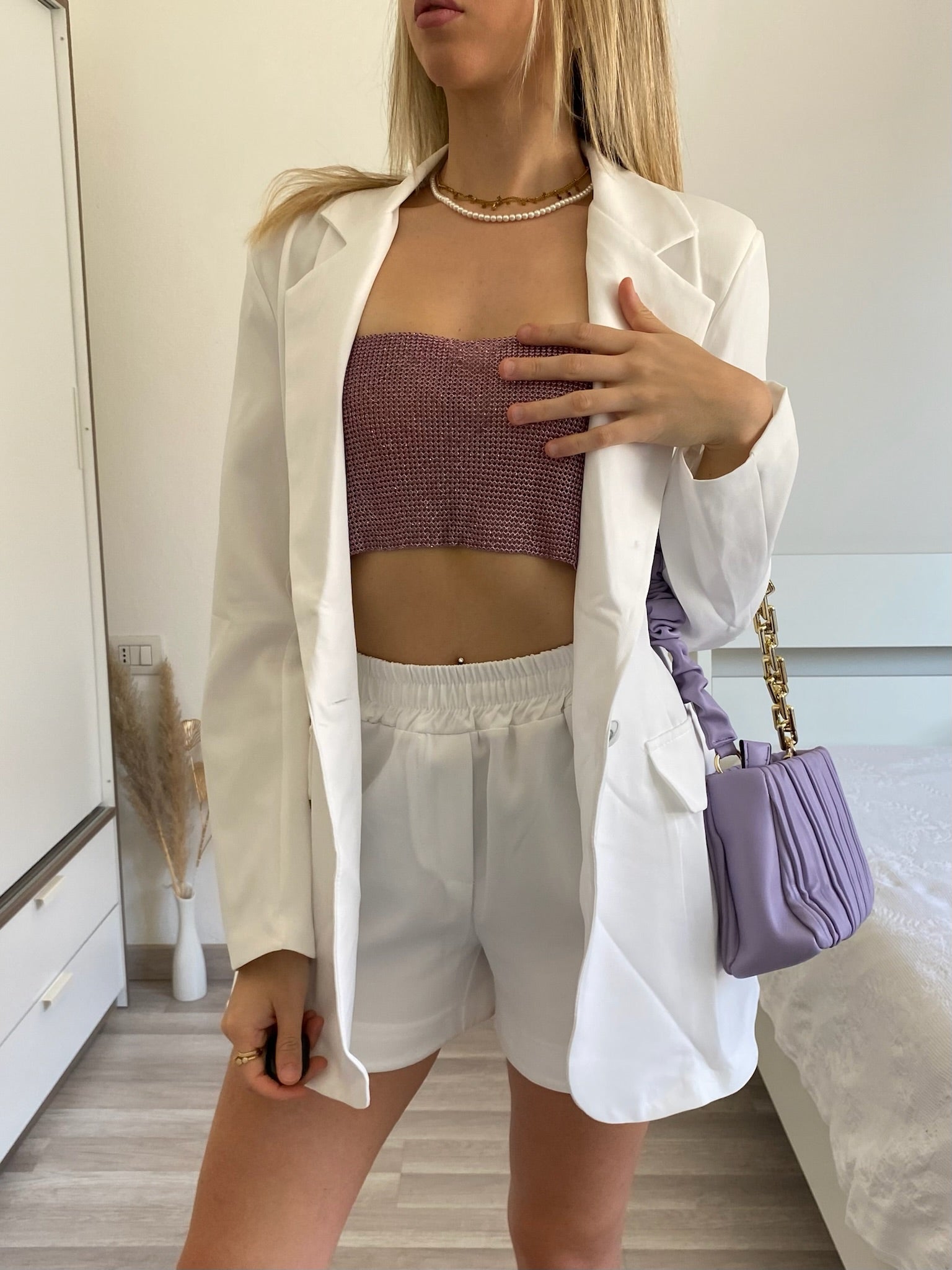 Completo giacca e short bianco