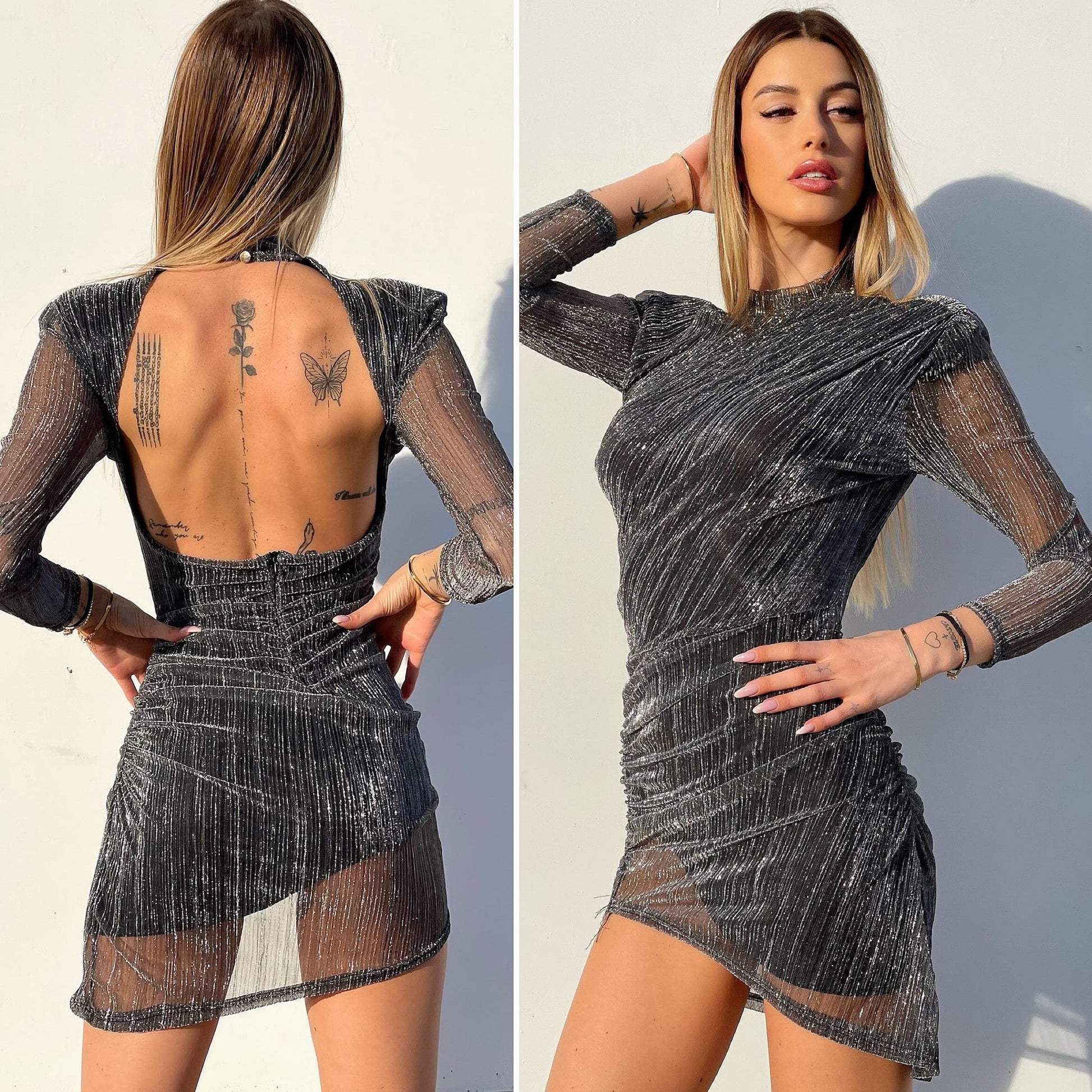 Abito silver con schiena aperta