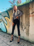 Pantalone in eco-pelle con lacci