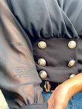 Blusa nera bottoncini oro