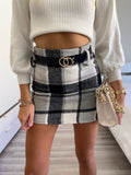 Gonna in tweed bianco nero