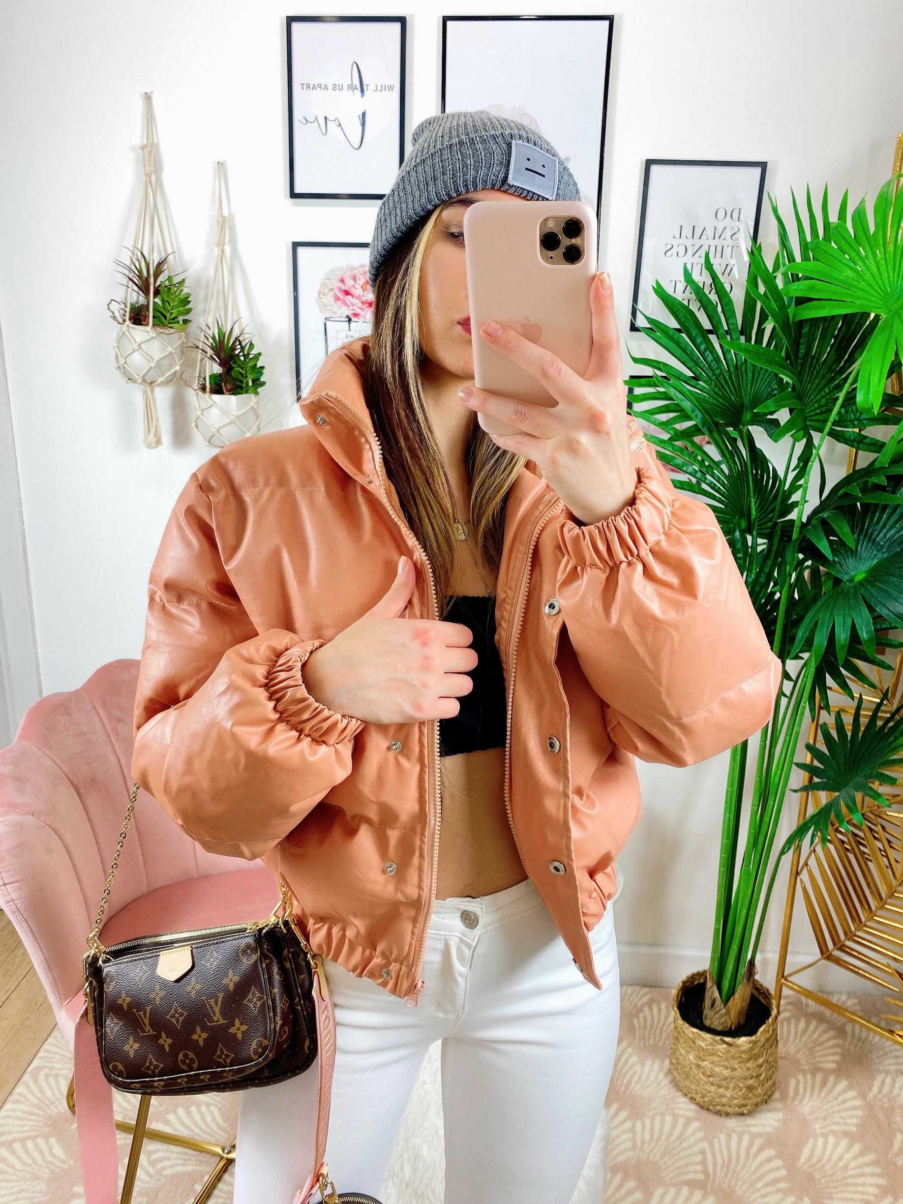 Bomber crop rosa