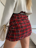 Gonna in tweed rossa