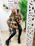 Giacca a quadri lunga Camel Nera