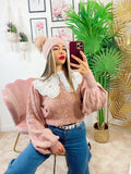 Maglione rosa collo a Camicetta rosa