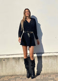 Abito glitter nero con colletto