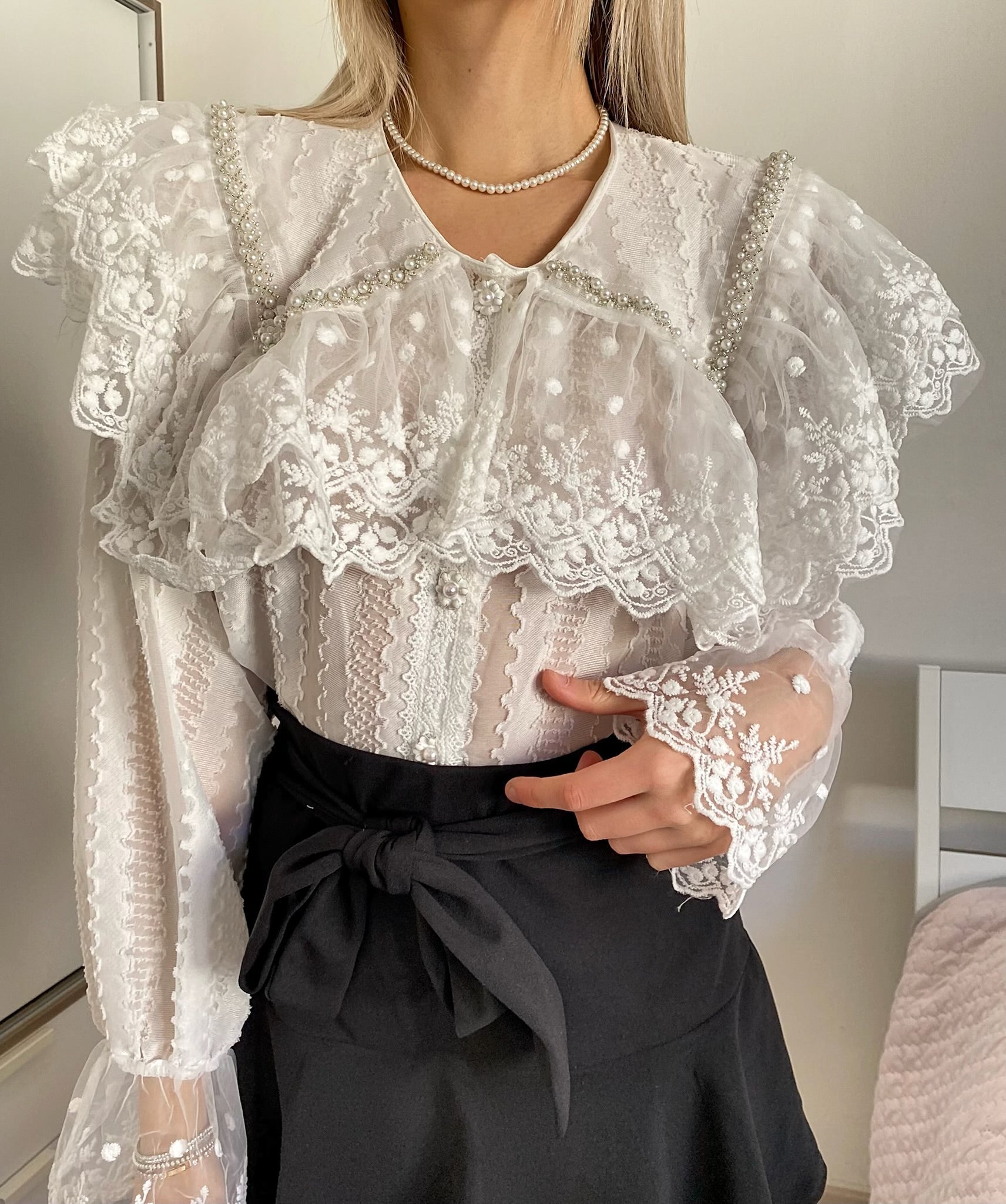 Camicia in pizzo bianca