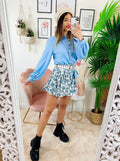 Camicia con borsetta celeste