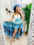 Gonna asimmetrica celeste e Verdeacqua