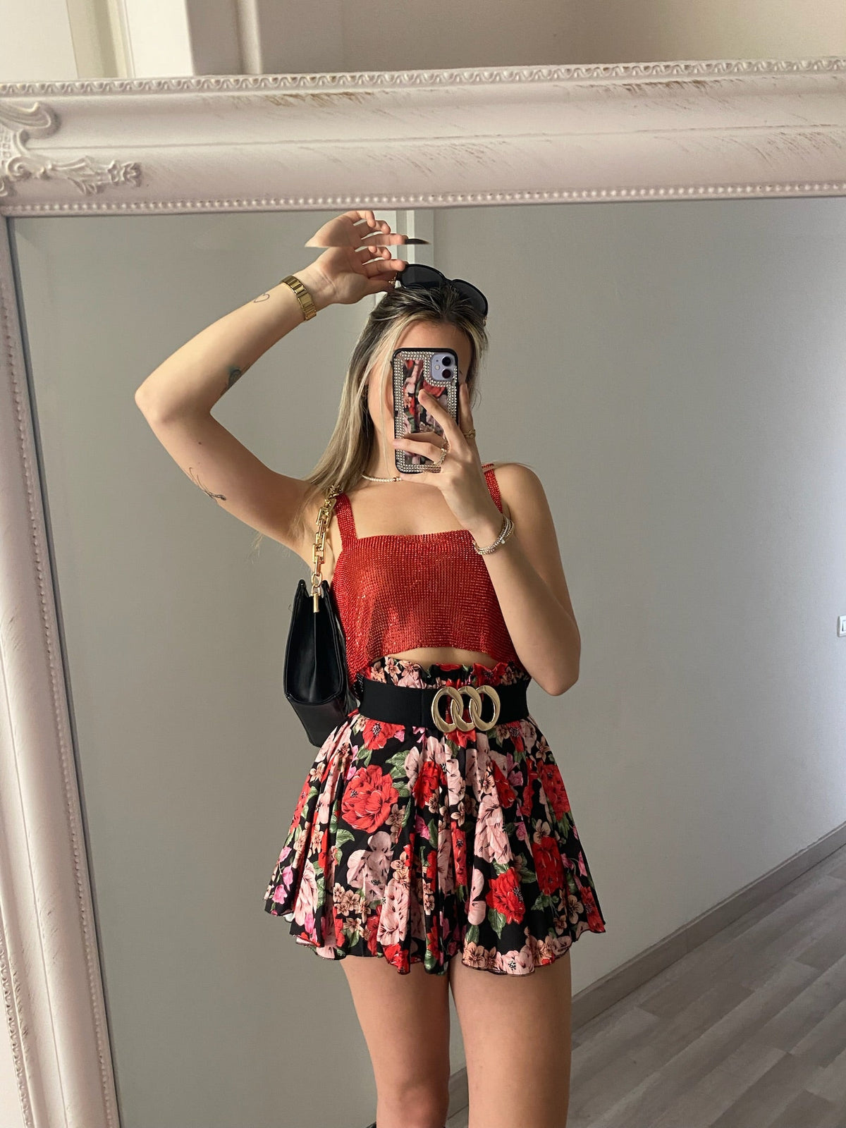Top luxsequin rosso