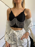 Bralette nera con strass