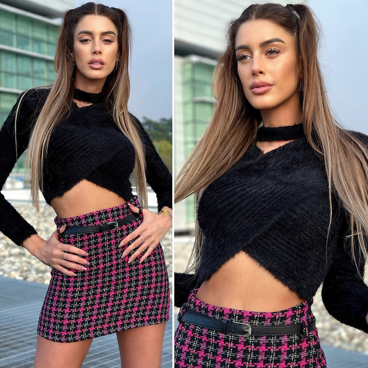Maglioncino morbidissimo nero con choker