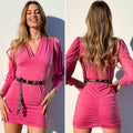 Abito con drappeggio rosa barbie