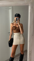 Gonna beige con cintura