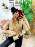 Maglione top quality camel con gioiello in strass