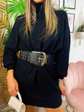 Maxi maglione top quality a trecce nero
