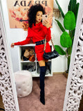 Abito in maglia collo alto rosso