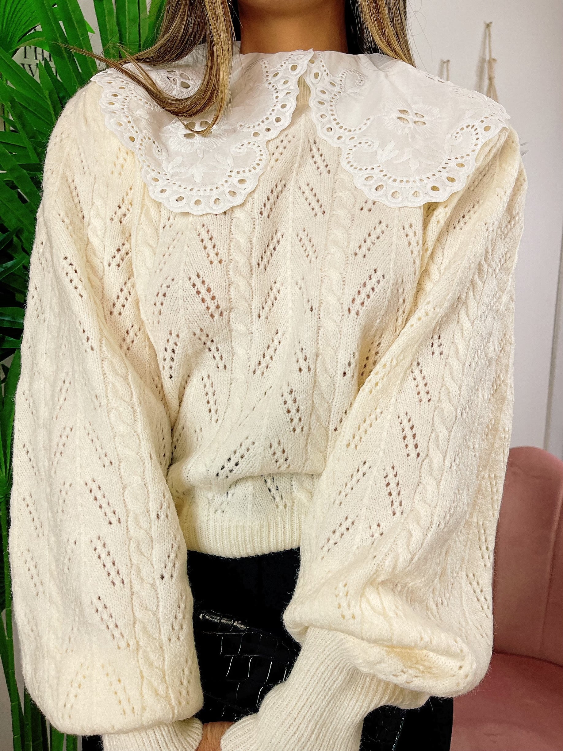 Maglione top quality collo Camicetta bianco
