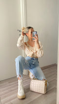 Top più camicia beige