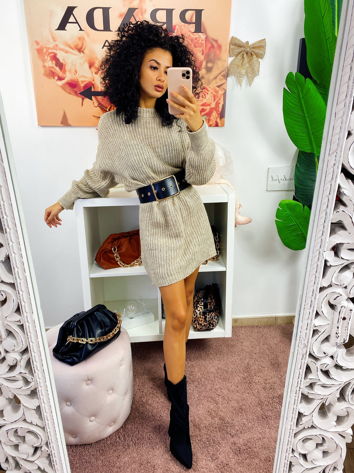 Abito in maglia Beige chiaro
