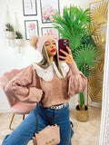Maglione rosa collo a Camicetta rosa