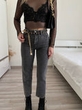 Jeans wide leg grigio