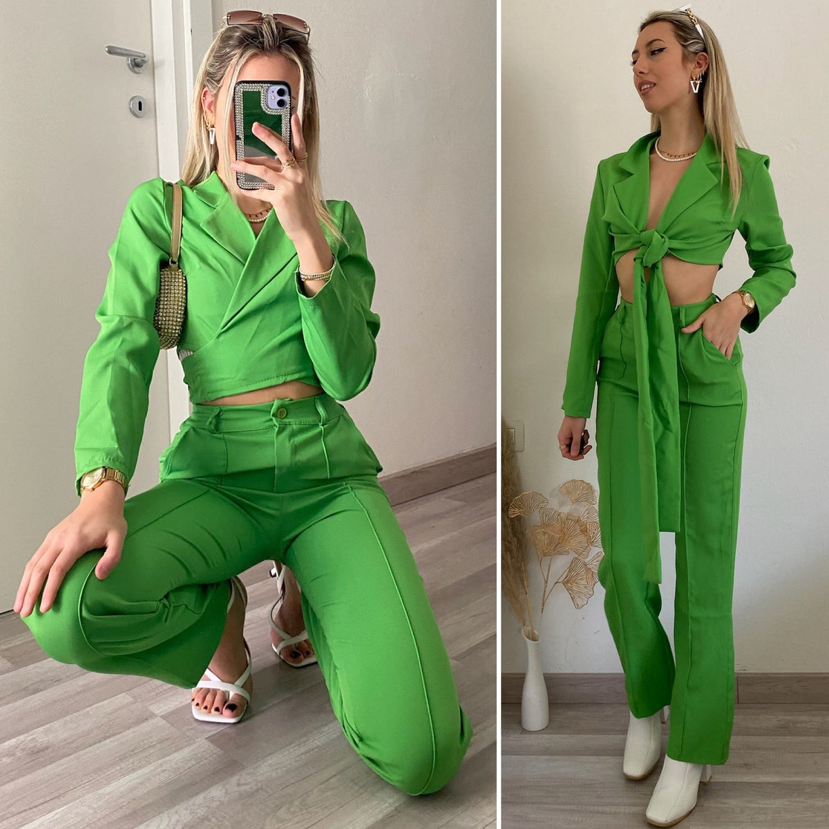 Completo top e pantalone verde