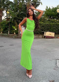 Abito lungo push up verde fluo