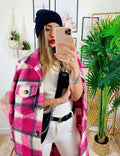 Giacca a quadri lunga Fucsia
