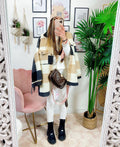 Giacca a quadri Beige con frange