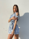 Abito in jeans con frange in paillettes